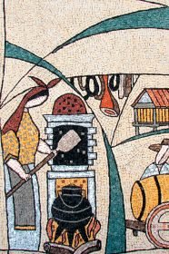 Mosaico ilustrando uma cozinha tradicional, Casa do Lavrador - Baião