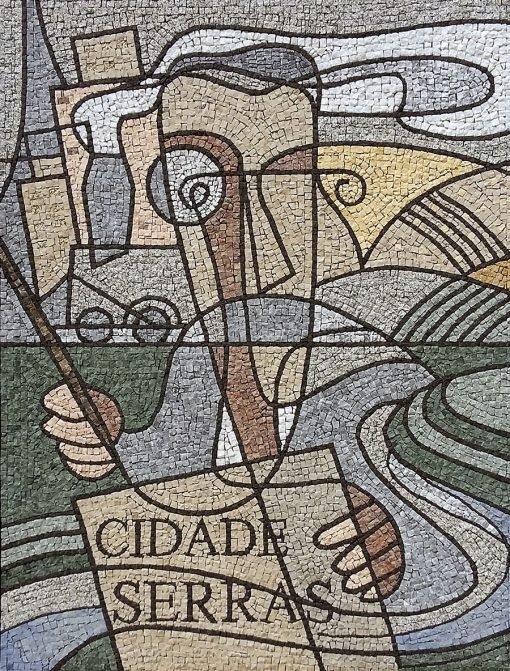 Mosaico che allude allo scrittore e alla sua opera "A Cidade e as Serras", all'ingresso del villaggio di Baião